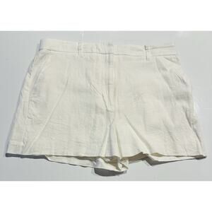 NINE WEST Linen Blend Classic Shorts Women’s Sz L White Beach Resort Preppy
